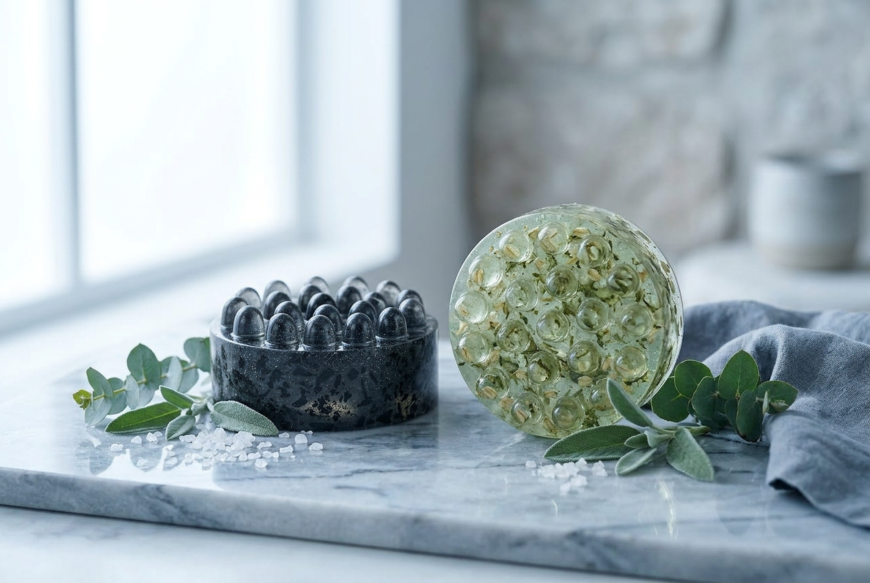 Serum & Sage artisanal products in a clean editorial setting